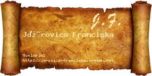 Járovics Franciska névjegykártya